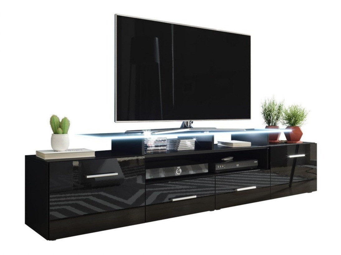 TV komoda Charlotte 117 (Crno + Sjajno crna)