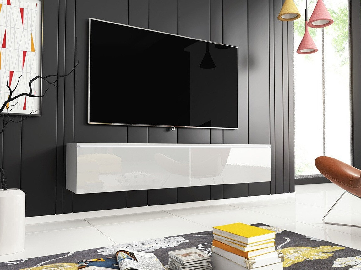 TV komoda Scientia (Belo + Sjajno belo)