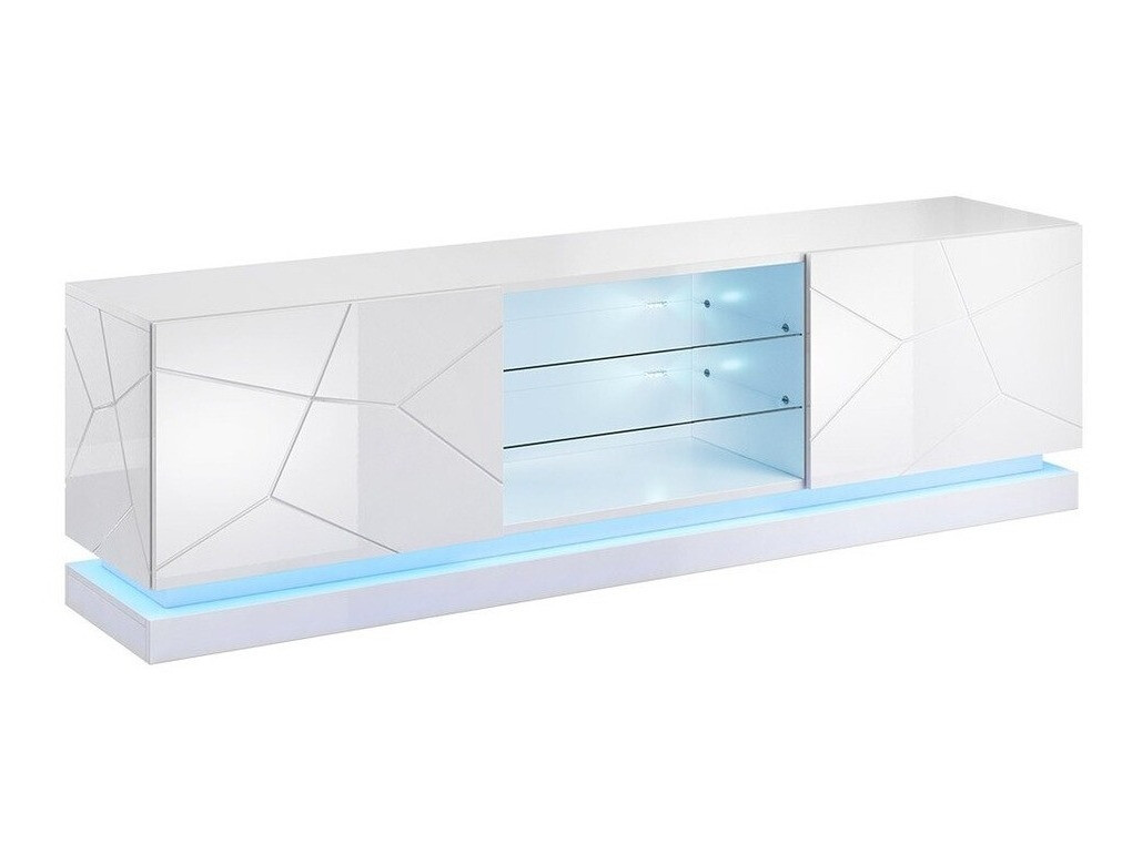 TV sto Charlotte 128 (Belo + Sjajno belo)