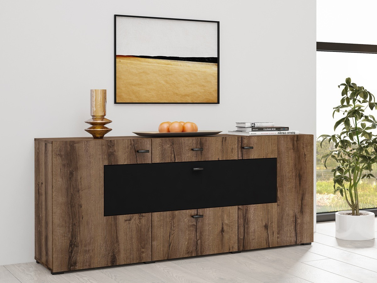 Komoda Mondalo 104 (Manastirski hrast + Mat crna)