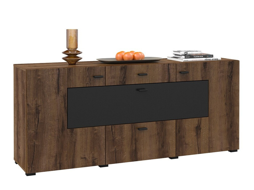 Komoda Mondalo 104 (Manastirski hrast + Mat crna)