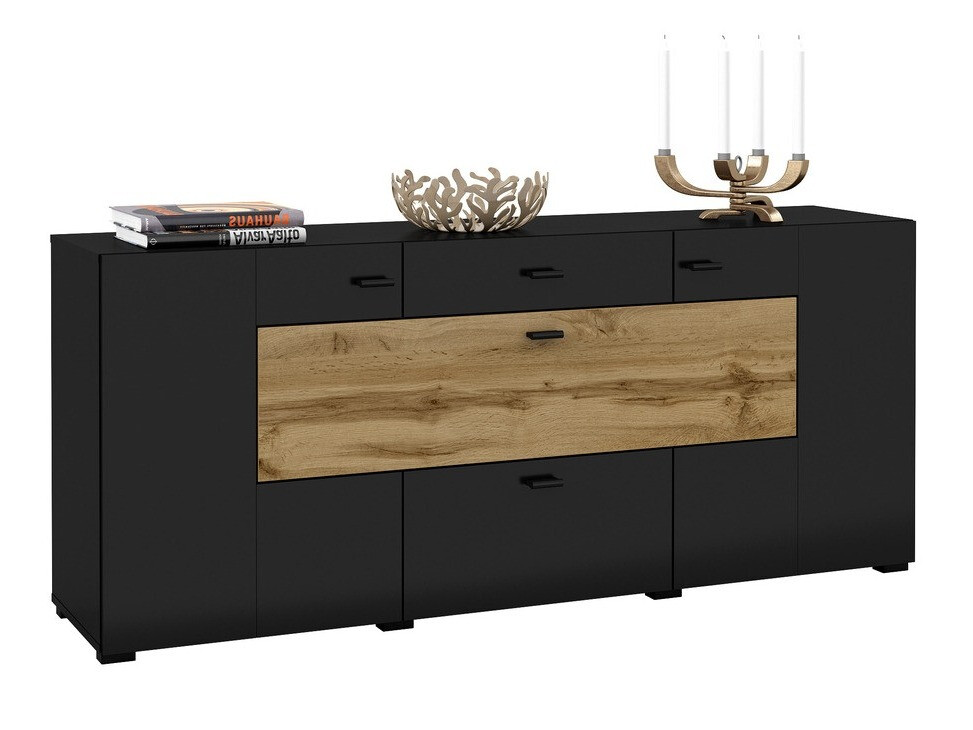 Komoda Mondalo 104 (Вотан храст + Mat crna)