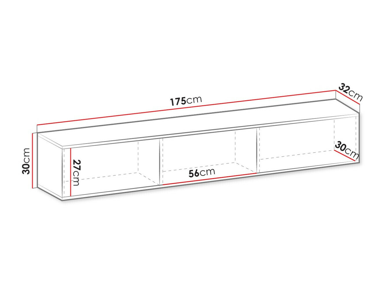 TV komoda Princal I (Belo + Zlatna)
