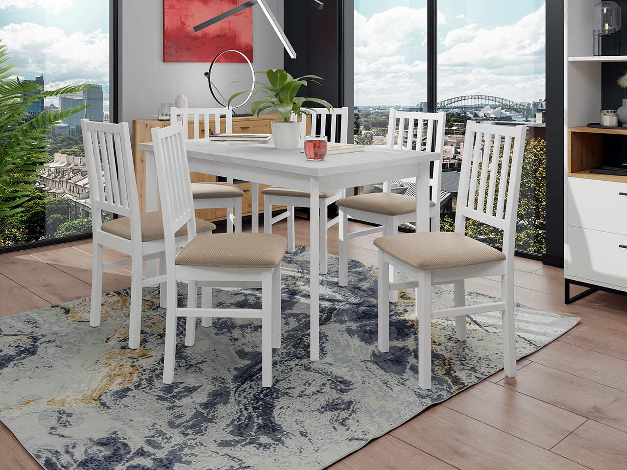 Trpezarijski set Victorville 264 (Belo)