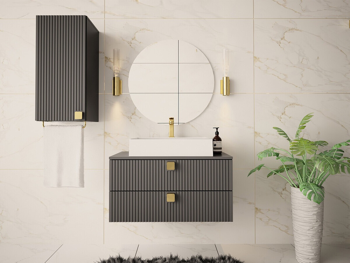 Viseći ormarić za kupatilo Orlvera 101 (Sivo)