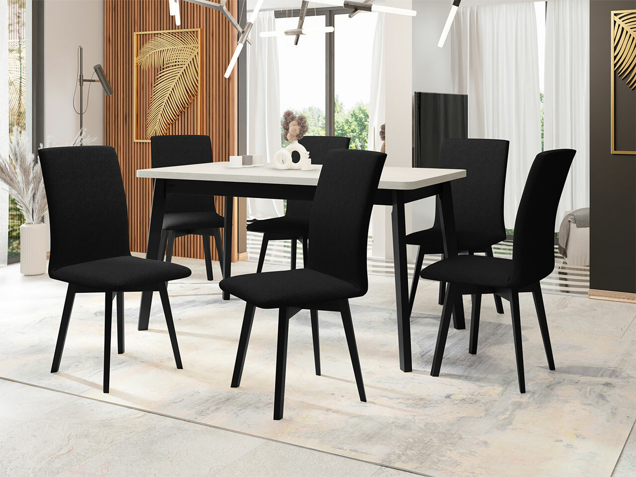 Trpezarijski set Victorville 292 (Belo + Crno)