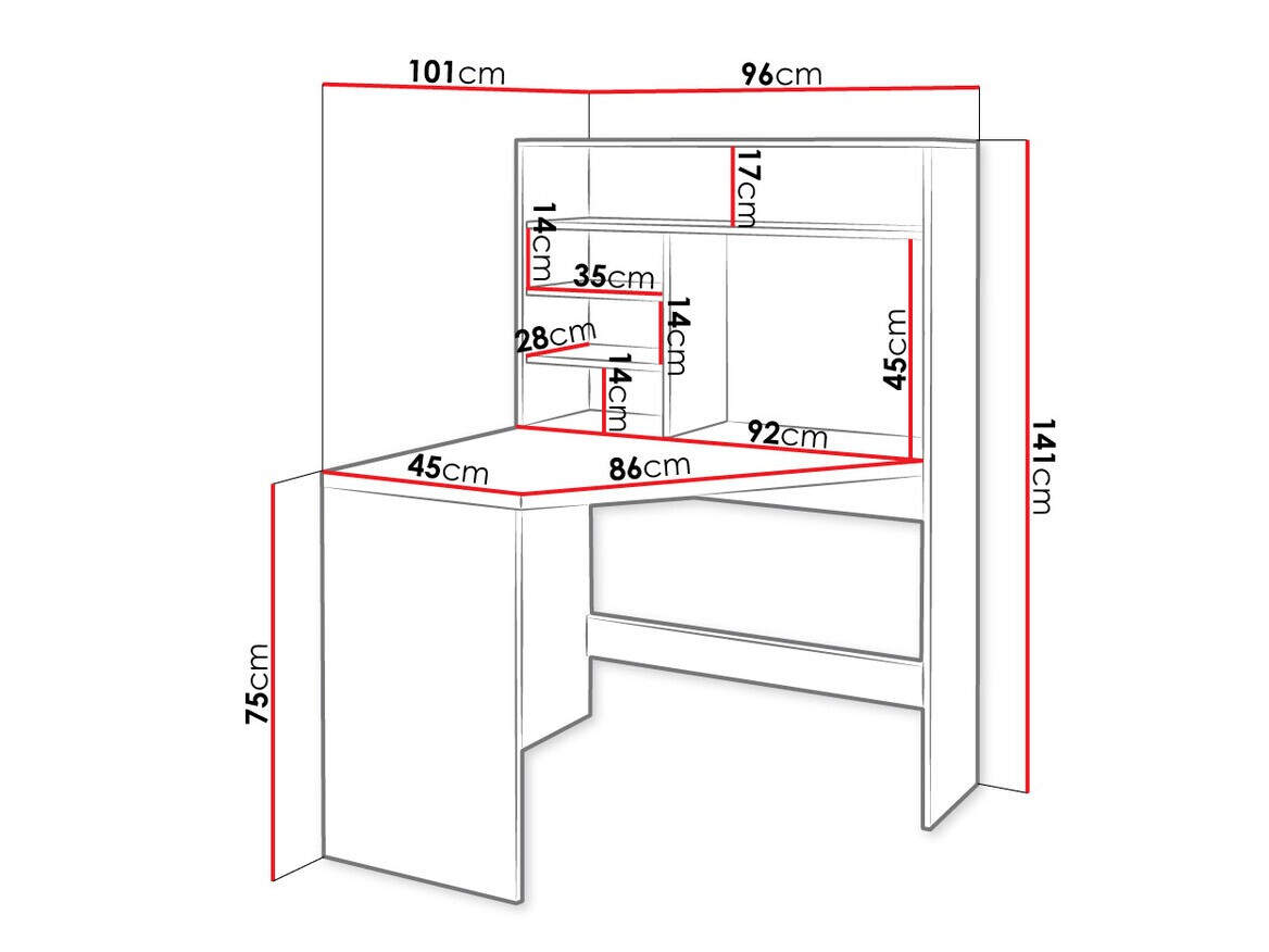 Ugaoni kancelarijski sto Bedford 101 (Belo)