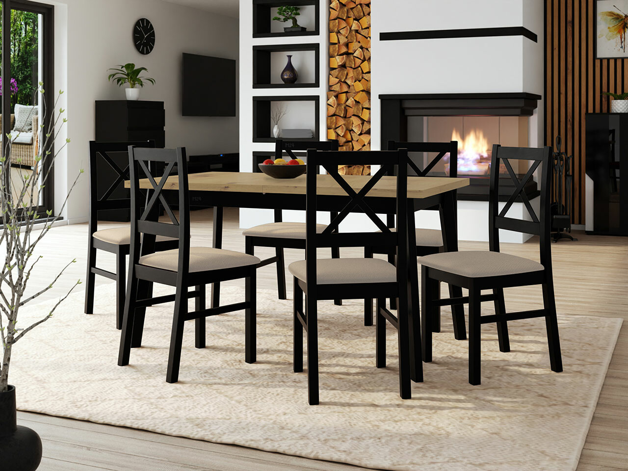 Trpezarijski set Victorville 295 (Artisan hrast + Crno)