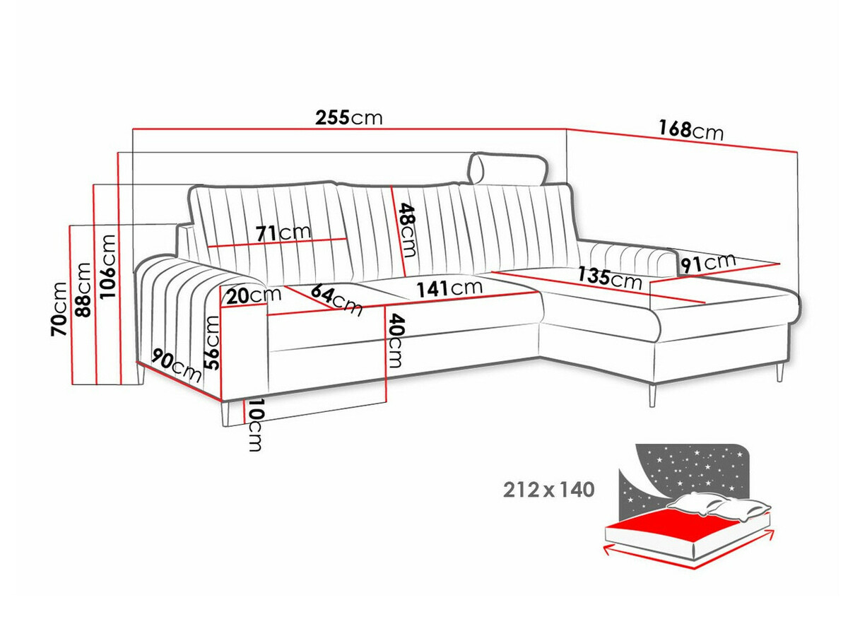 Ugaona sofa Comfivo 245 (Velluto 25)