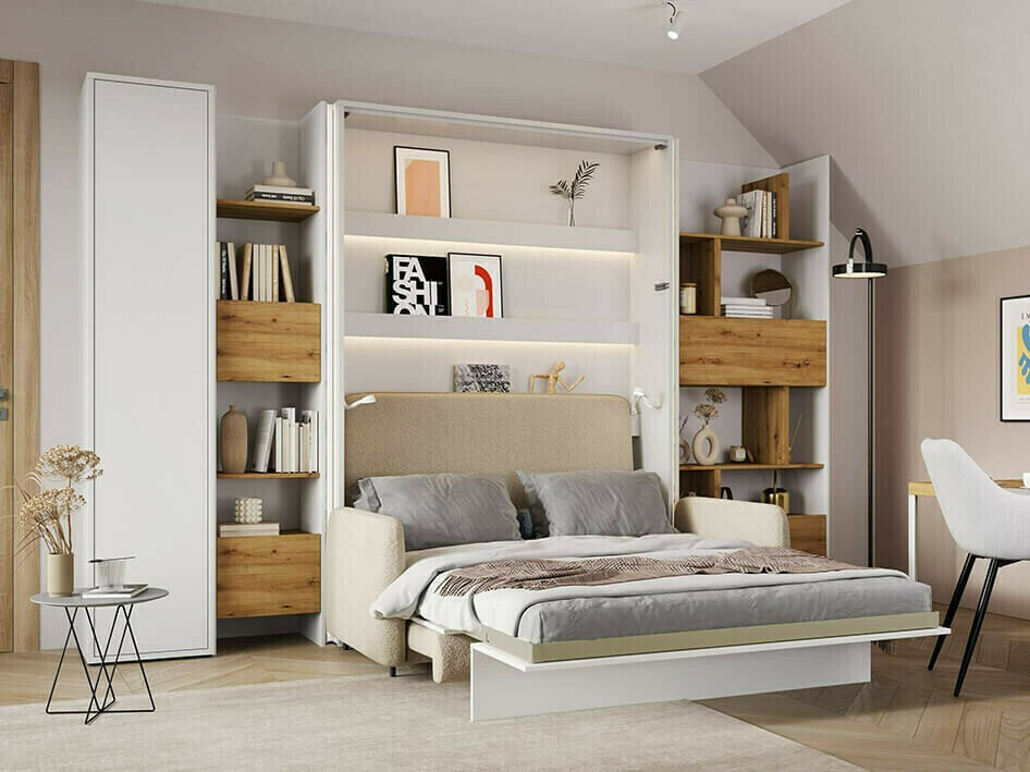 Polica Concept Pro Lenart Levfere 146 (Belo + Zanatski hrast)