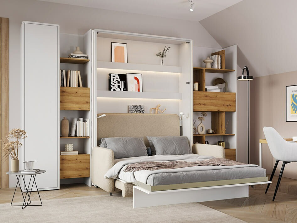 Polica Concept Pro Lenart Levfere 147 (Belo + Artisan hrast)