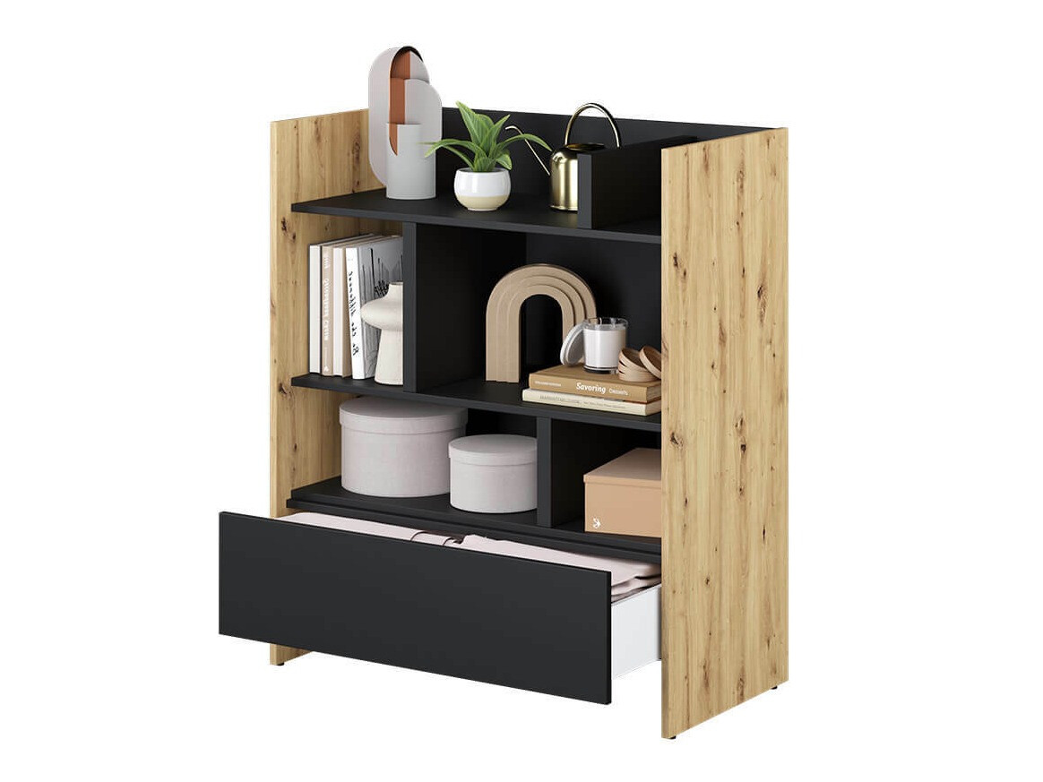 Polica Concept Pro Lenart Levfere 149 (Zanatski hrast + Crno)