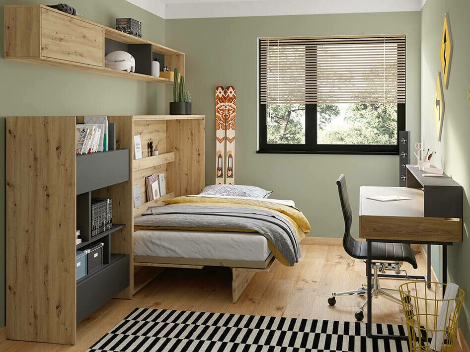 Polica Concept Pro Lenart Levfere 150 (Zanatski hrast + Crno)