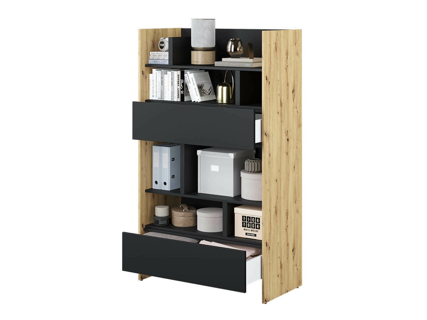 Polica Concept Pro Lenart Levfere 151 (Zanatski hrast + Crno)