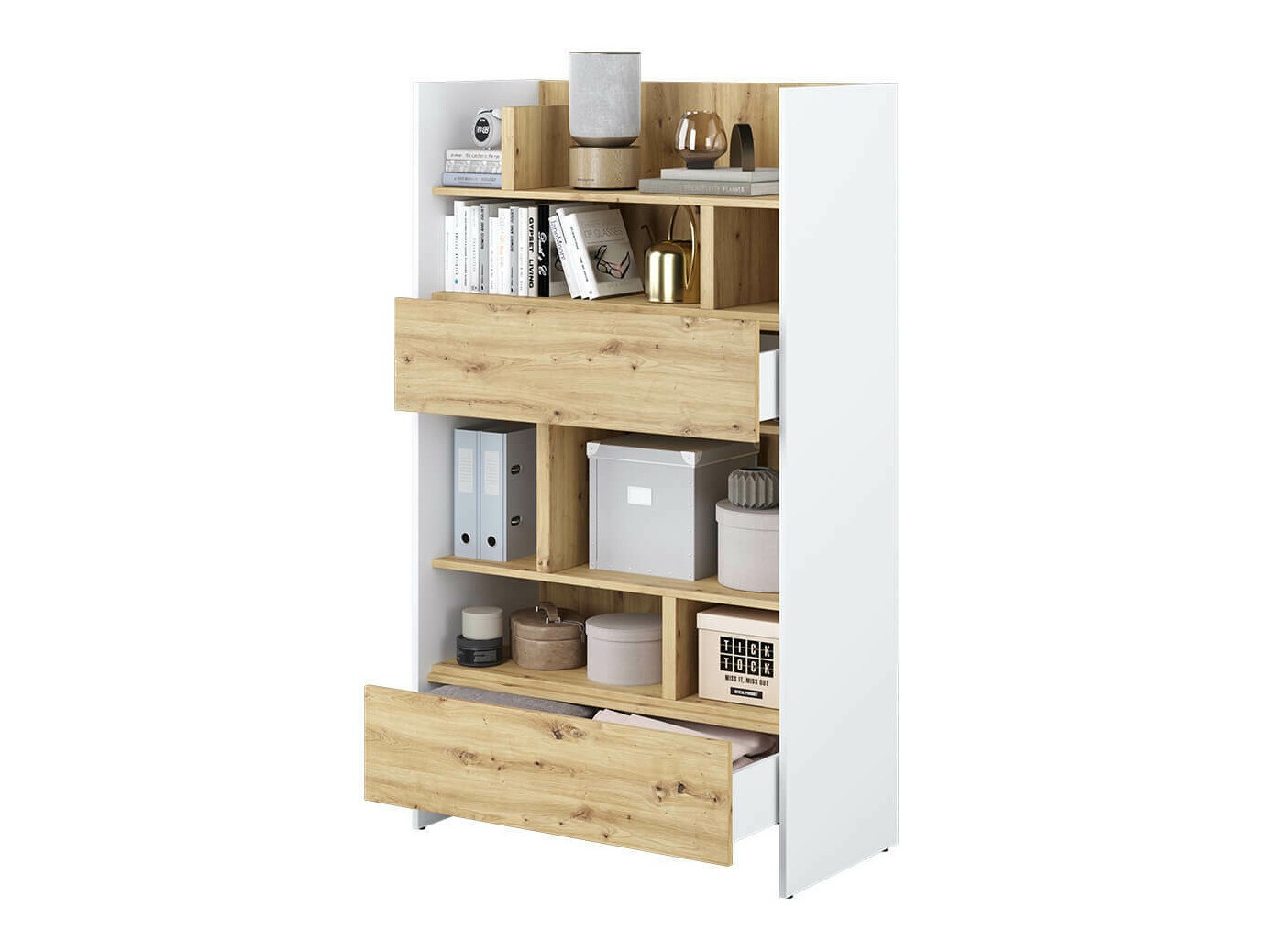 Polica Concept Pro Lenart X (Belo + Artisan hrast)