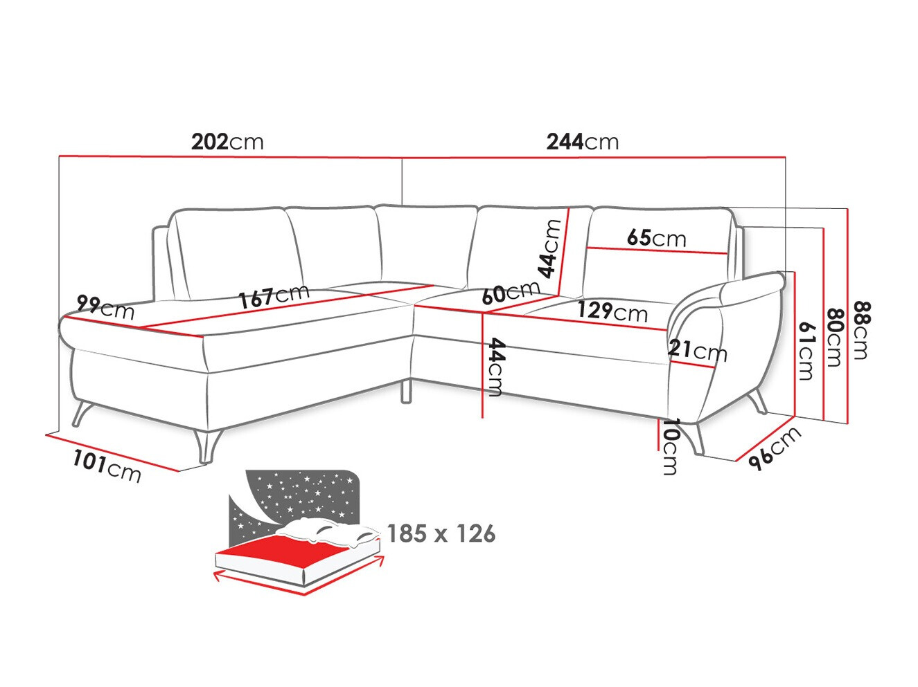 Ugaona sofa Lincoln 174 (Barrel 03)