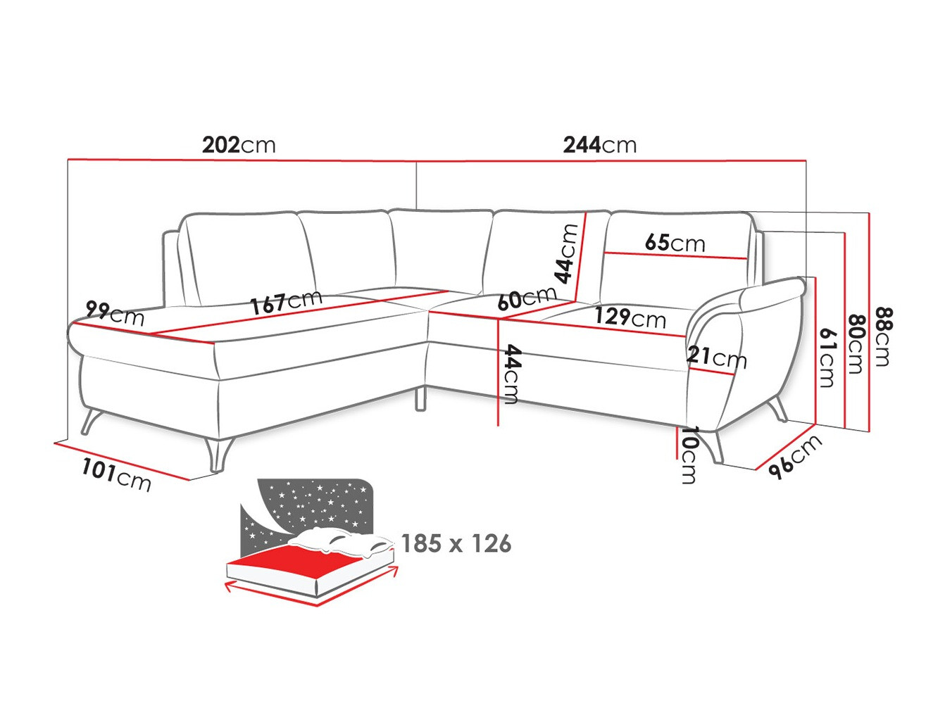 Ugaona sofa Lincoln 174 (Barrel 19)