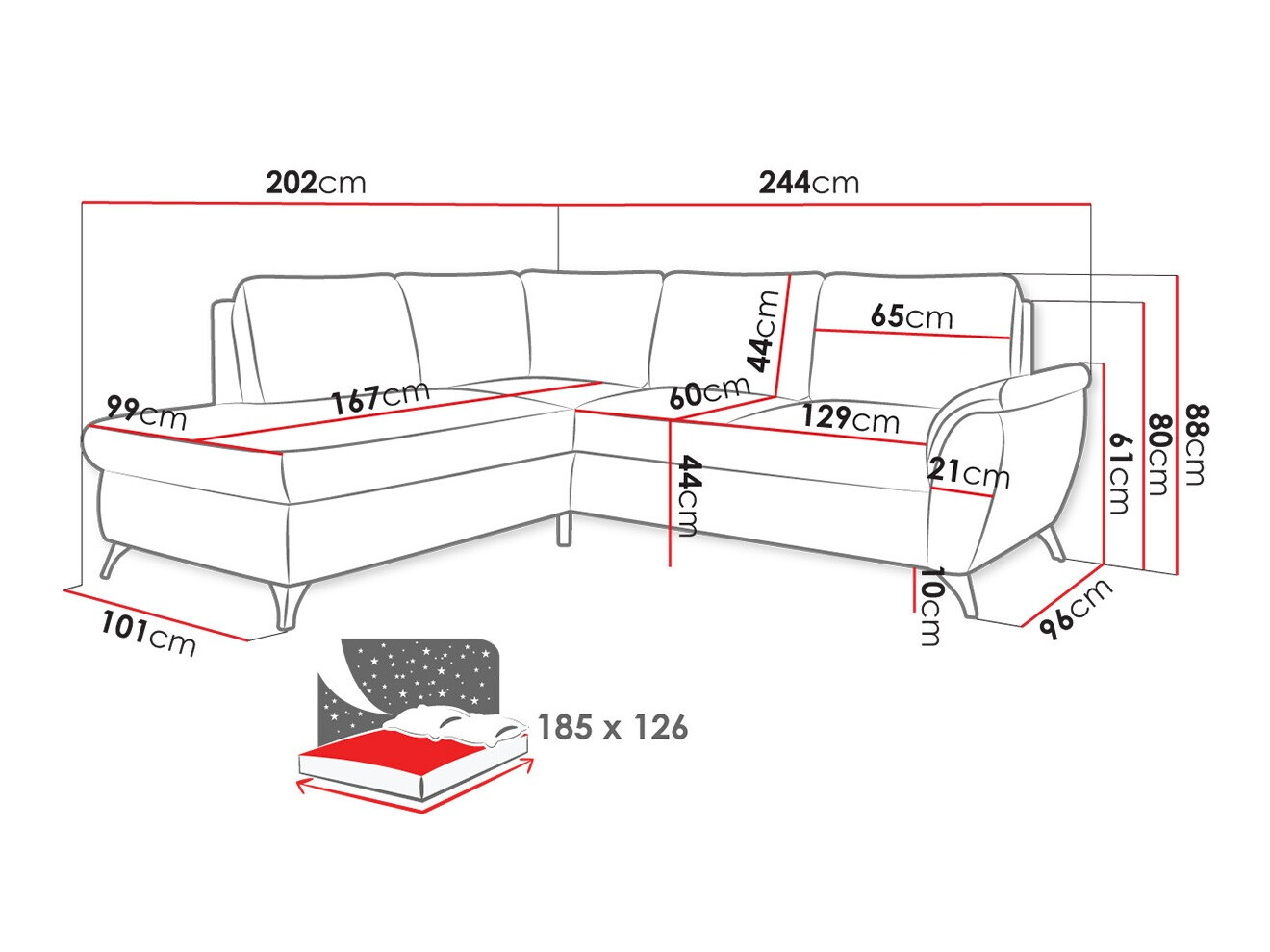 Ugaona sofa Lincoln 174 (Barrel 21)