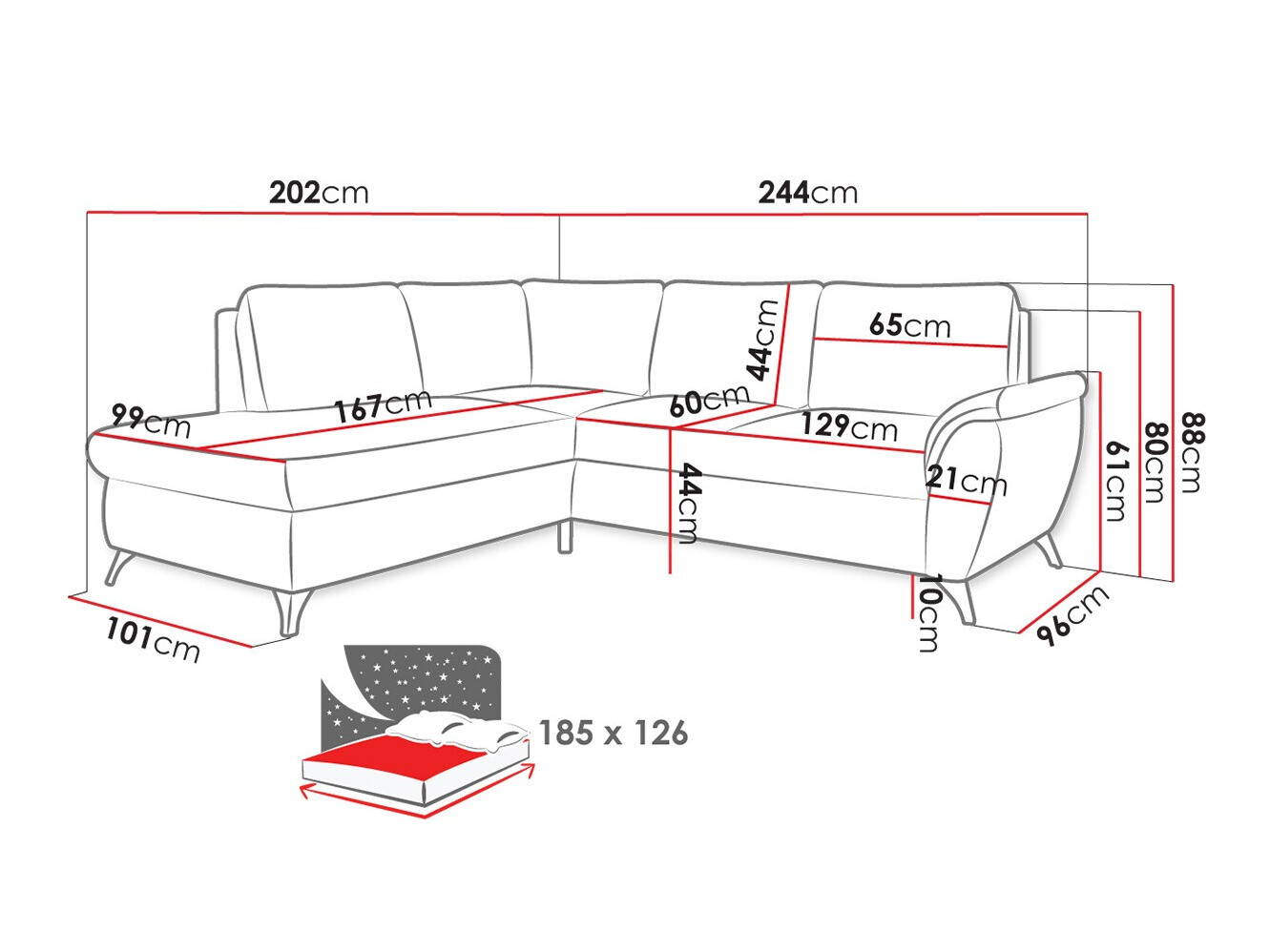 Ugaona sofa Lincoln 174 (Barrel 83)