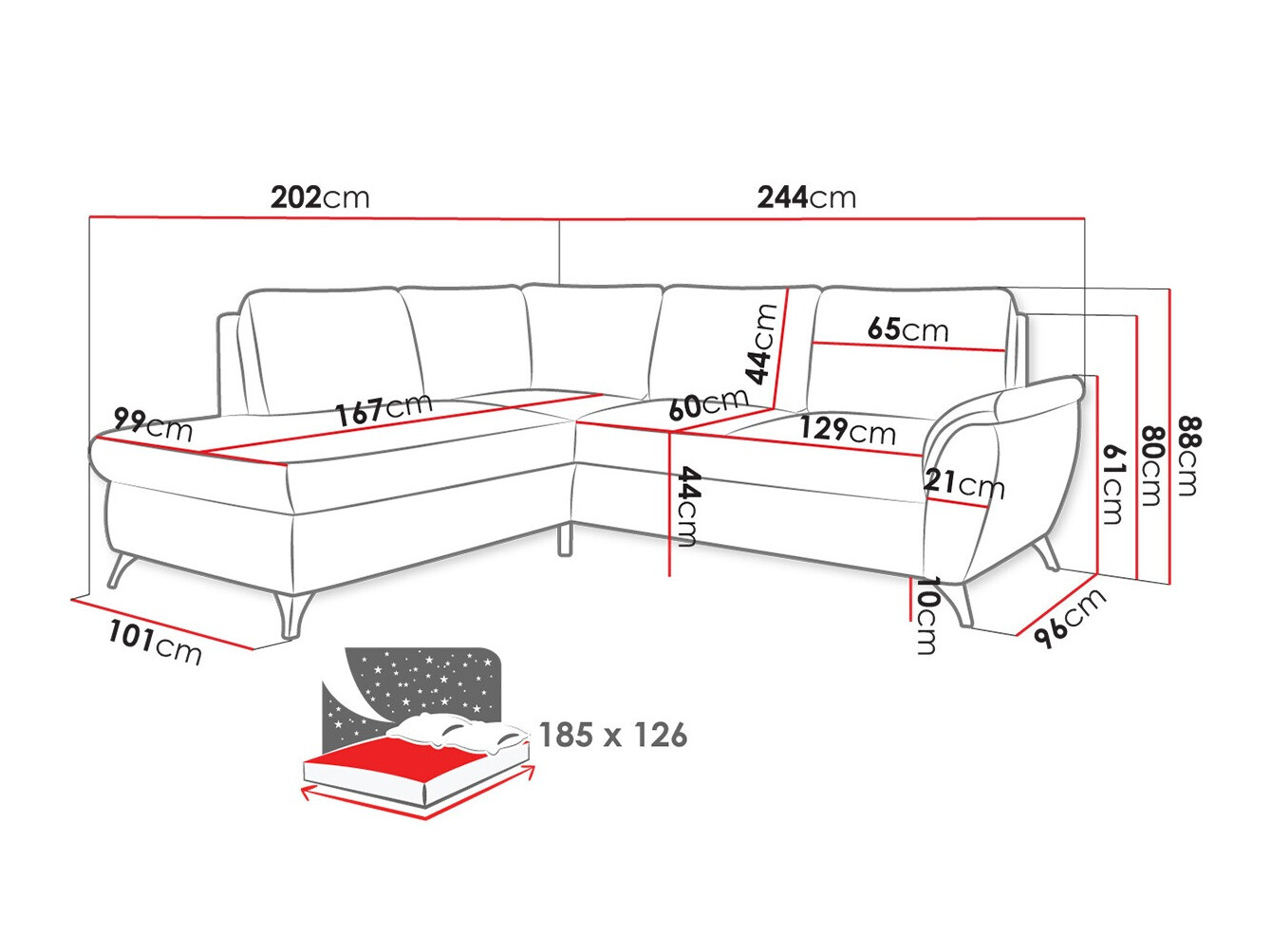 Ugaona sofa Lincoln 174 (Barrel 83)