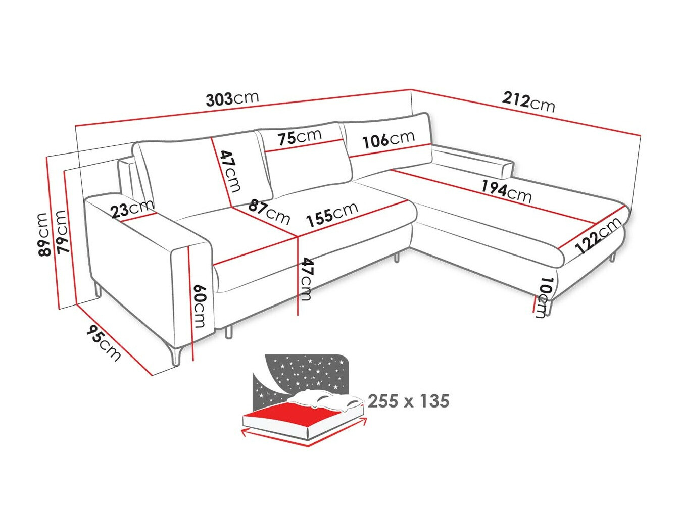 Ugaona sofa Lincoln 175 (Barrel 48)