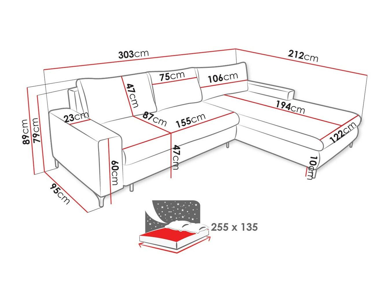 Ugaona sofa Lincoln 175 (Barrel 83)