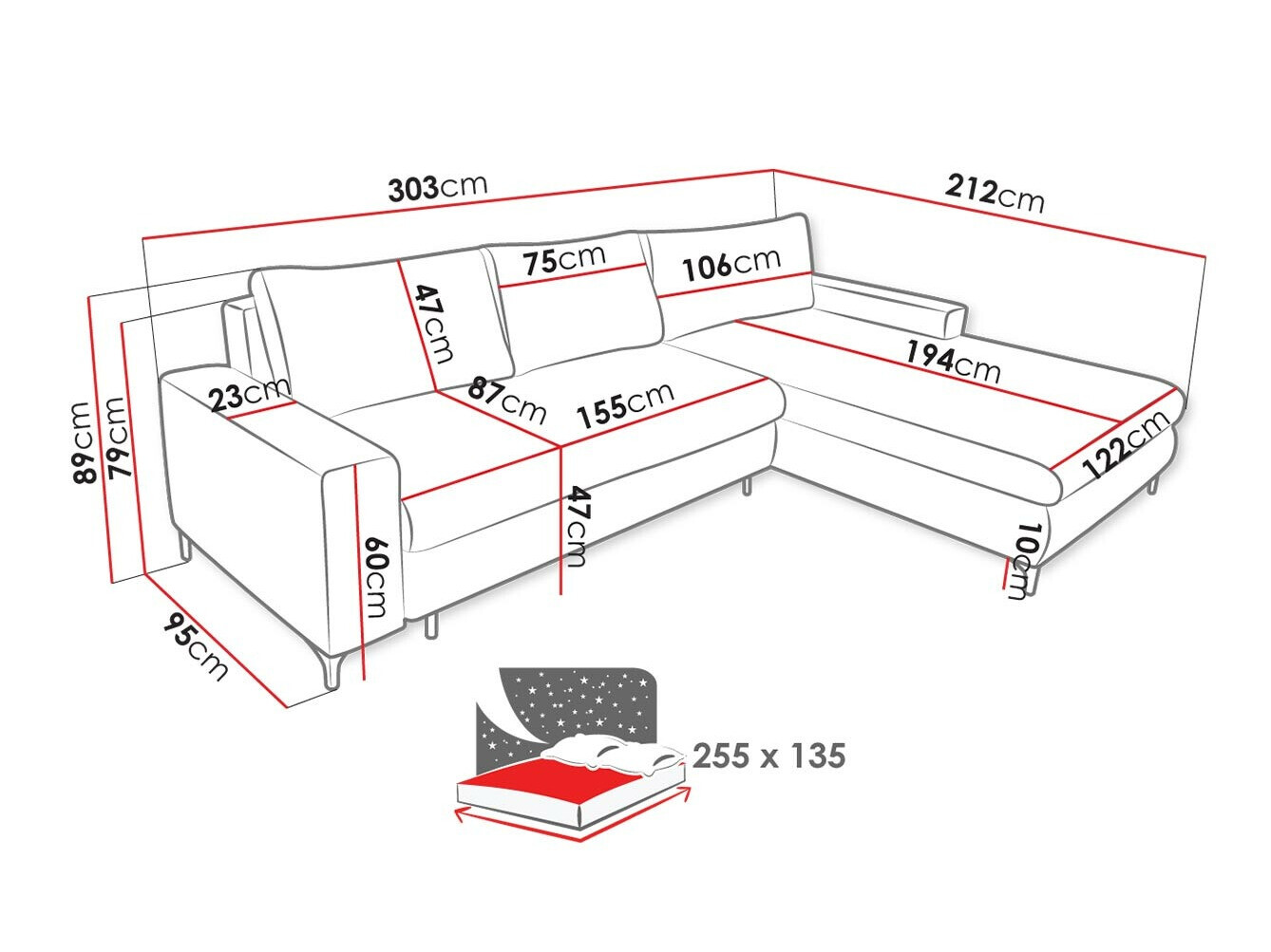 Ugaona sofa Lincoln 175 (Barrel 97)