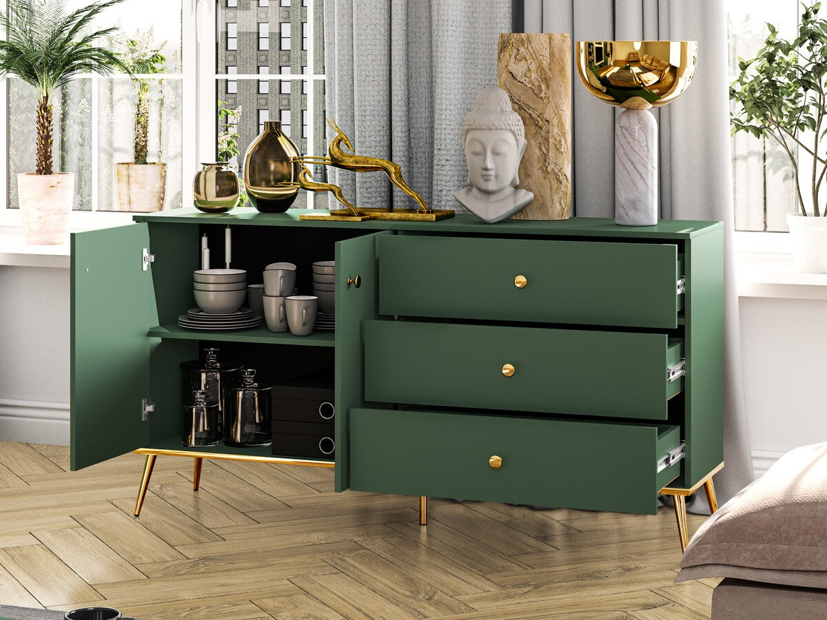 Komoda Flonovu 102 (Tamno zelena + Zlatan)