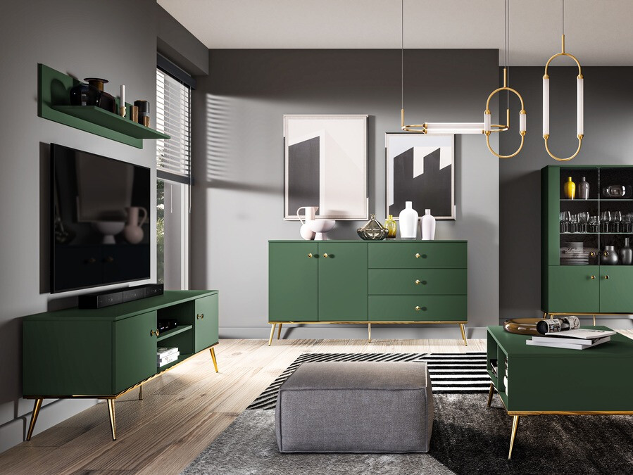 Komoda Flonovu 102 (Tamno zelena + Zlatan)