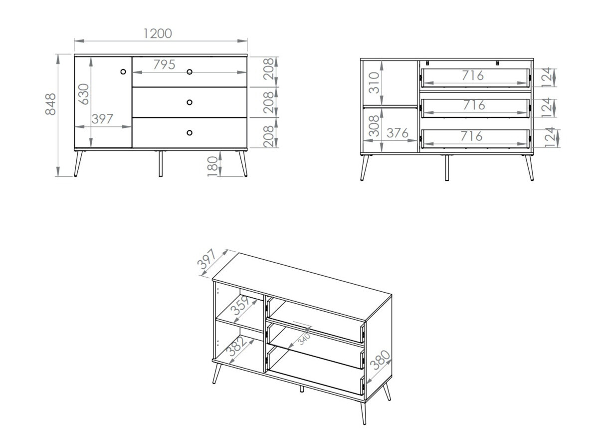 Komoda Flonovu 103 (Tamno plavo + Zlatna)