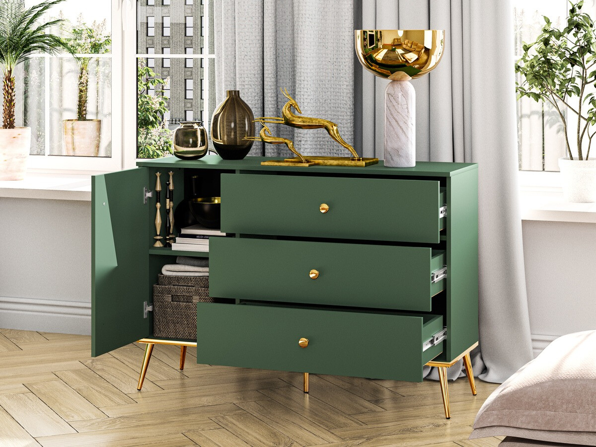 Komoda Flonovu 103 (Tamno zelena + Zlatan)