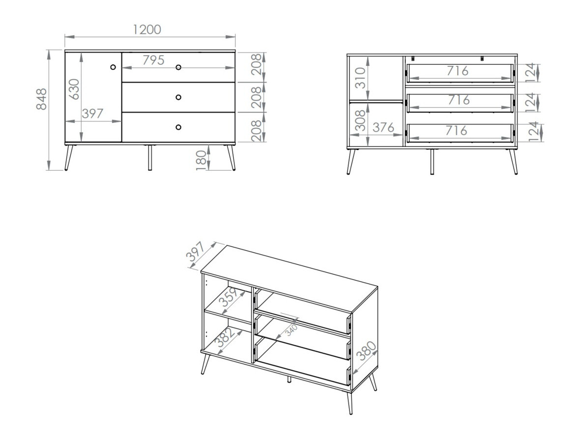 Komoda Flonovu 103 (Tamno zelena + Zlatan)