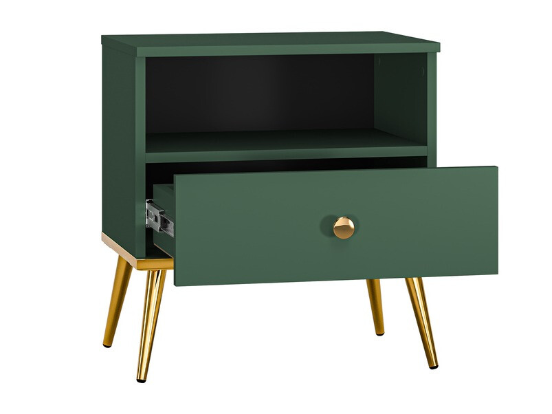 Noćni ormarić Flonovu 105 (Tamno zelena + Zlatan)