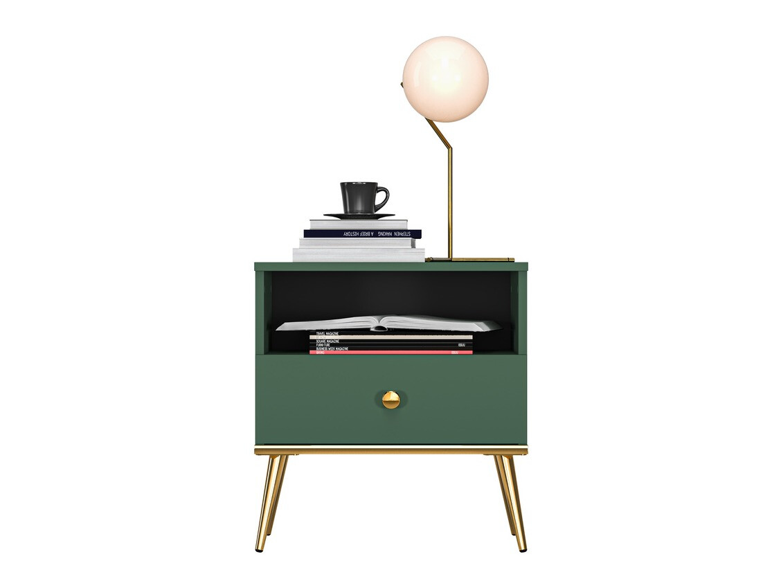 Noćni ormarić Flonovu 105 (Tamno zelena + Zlatan)