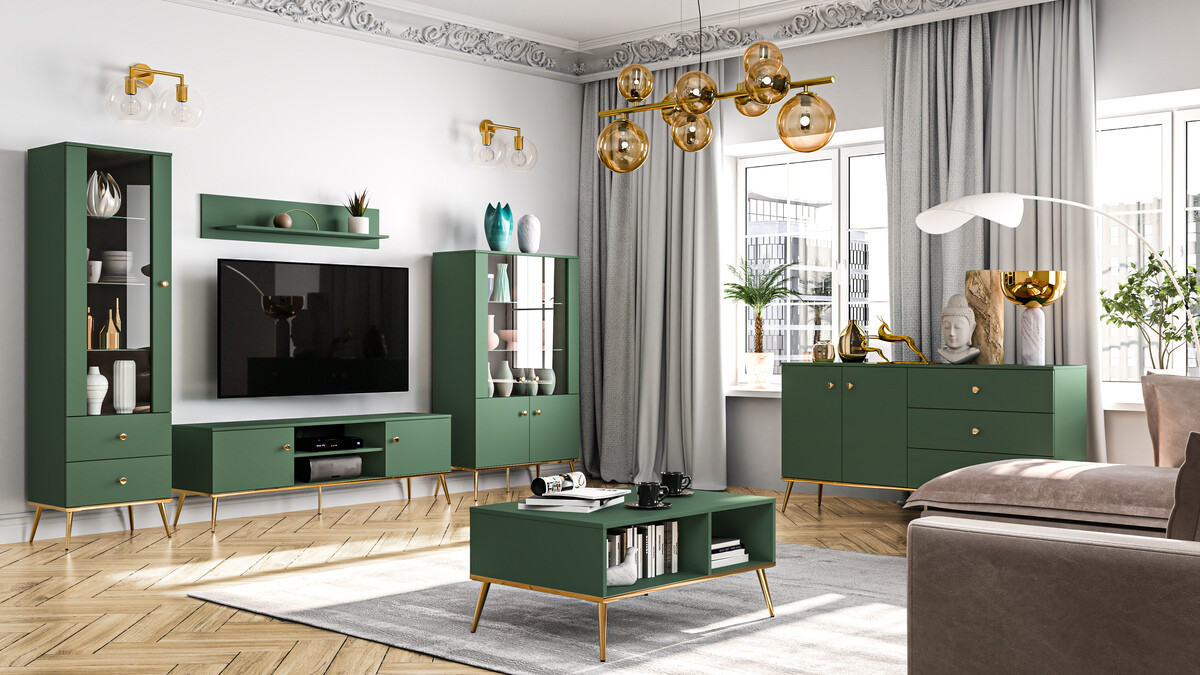 Polica Flonovu 100 (Tamno zelena + Zlatan)