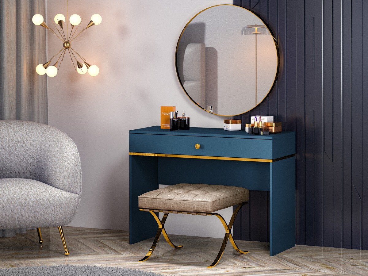 Toaletni sto Flonovu 108 (Tamno plavo + Zlatna)