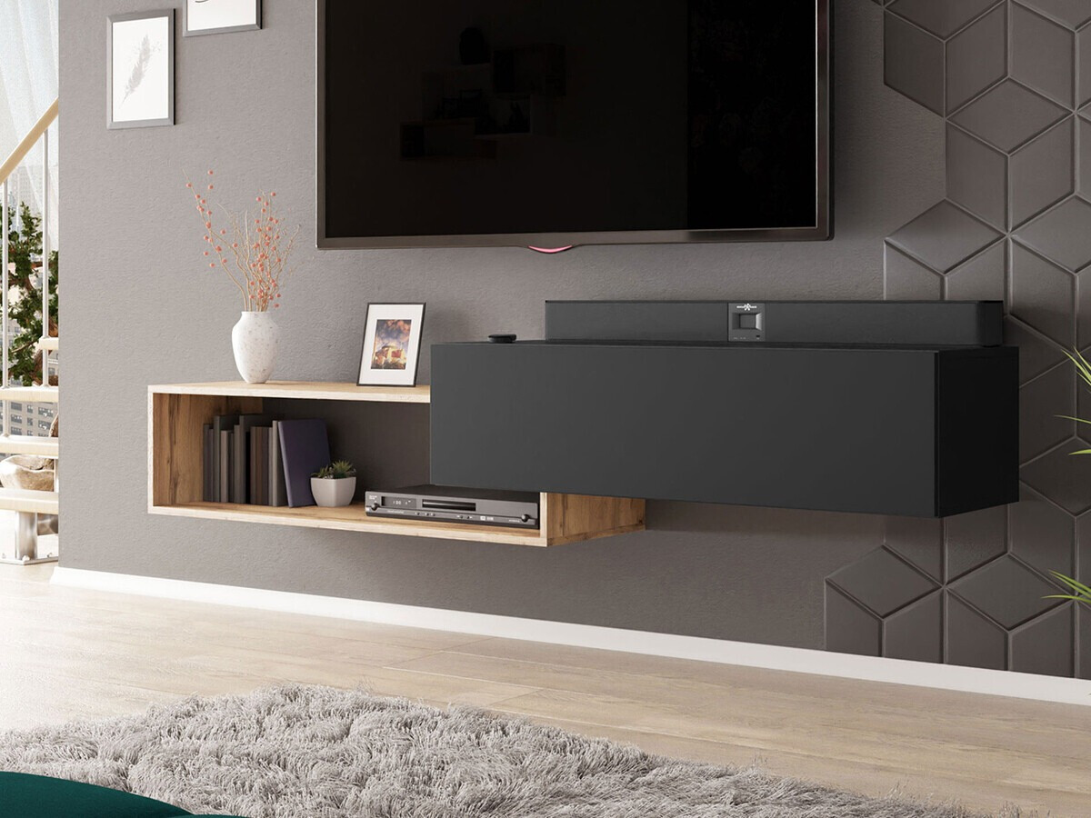 TV komoda Pinos (Crno + Hrast Votan)