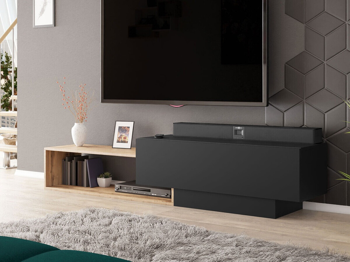 TV komoda Pinos (Crno + Hrast Votan)