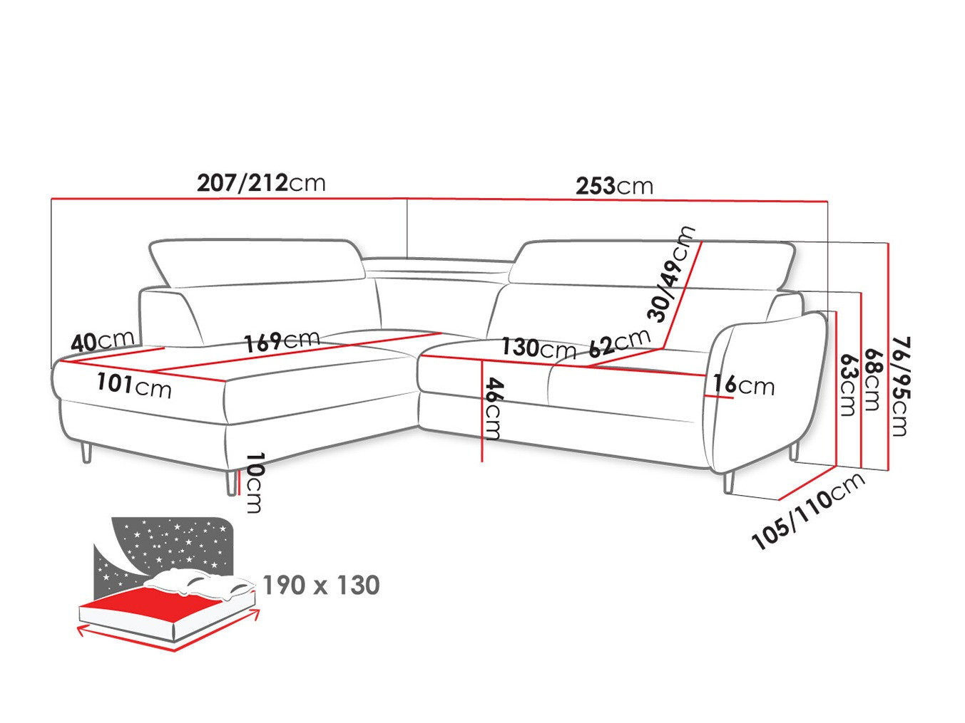 Ugaona sofa Lincoln 177 (Neve 52)