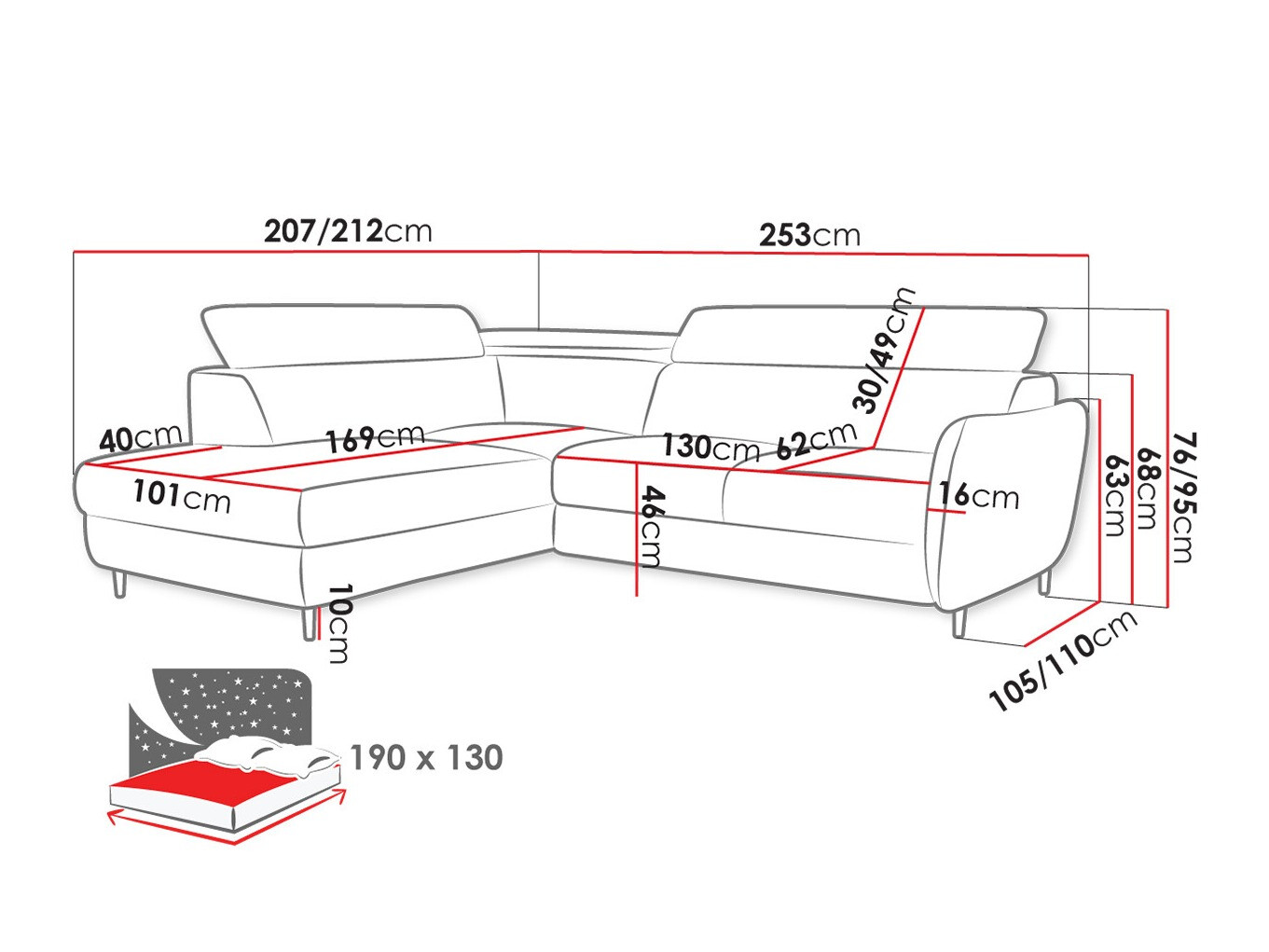 Ugaona sofa Lincoln 177 (Neve 77)