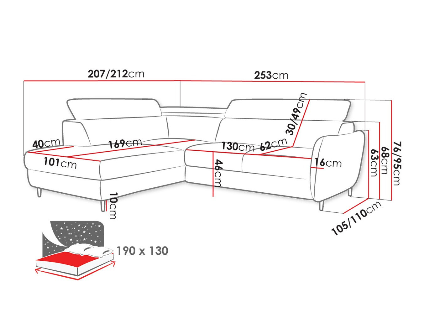 Ugaona sofa Lincoln 177 (Neve 77)