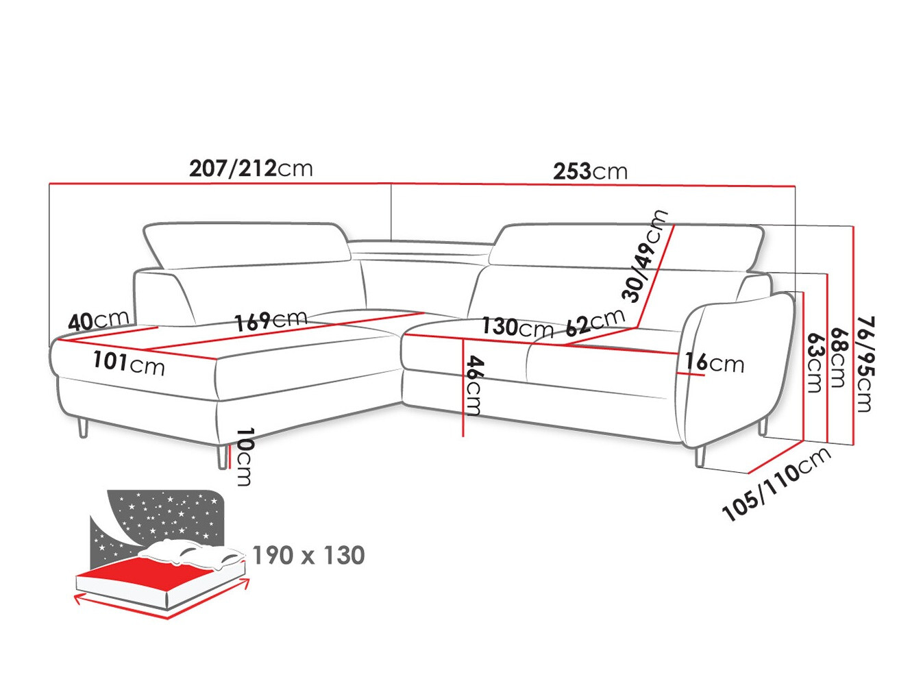 Ugaona sofa Lincoln 177 (Neve 83)