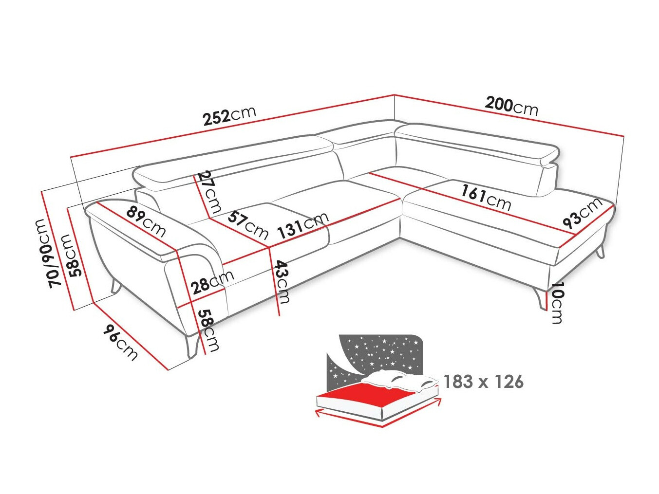 Ugaona sofa Lincoln 178 (Zetta 305)