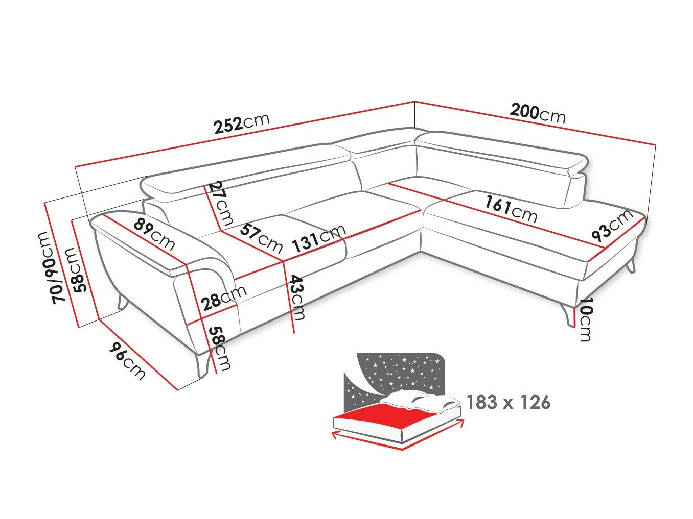 Ugaona sofa Lincoln 178 (Zetta 305)