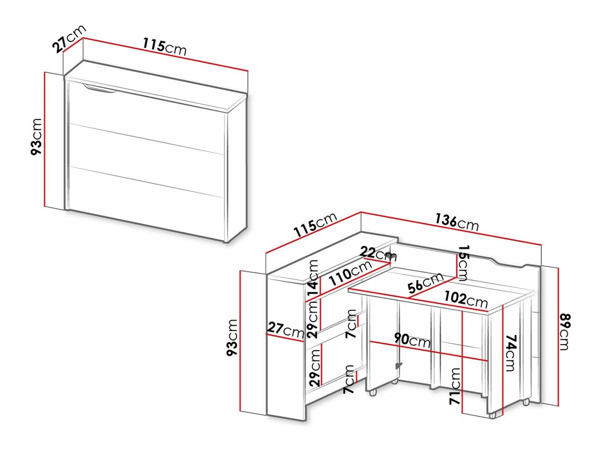 Ugaoni kancelarijski sto Concept Pro Lenart Levfere 101 (Belo + Sjajno belo)