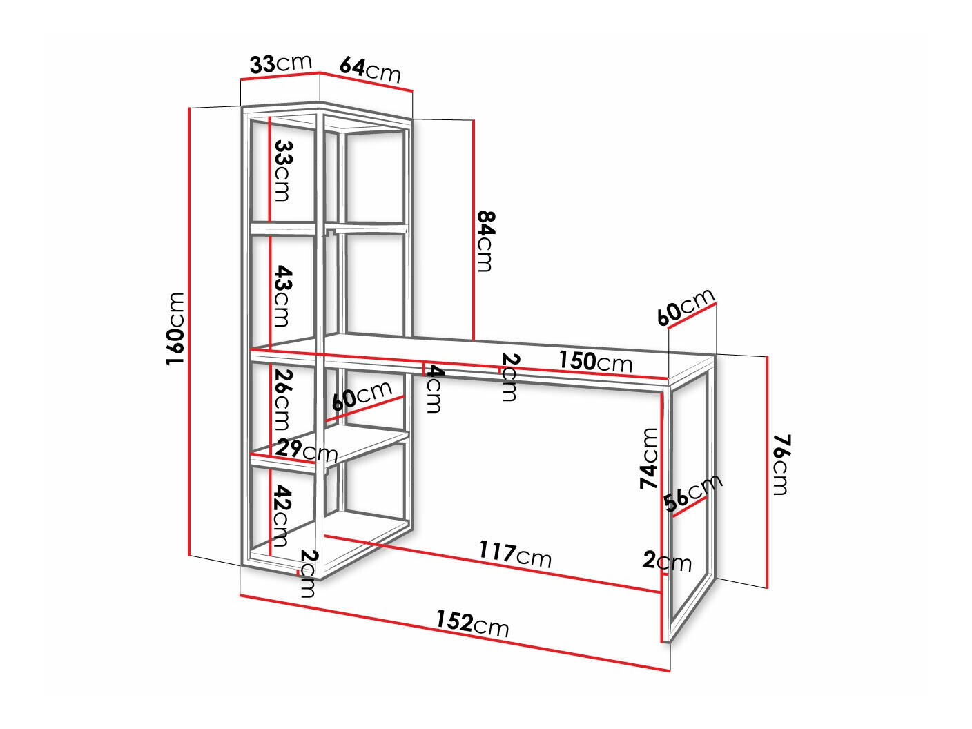 Kancelarijski sto Oswego 107 (Crno)