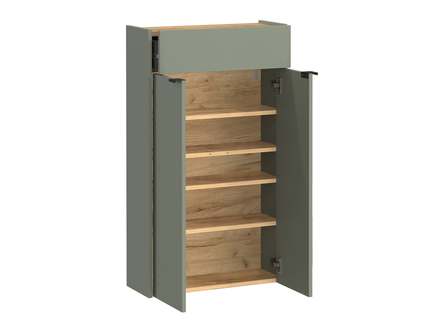 Polica za obuću Cirsale 101 (Prašnjavo zelena + Navarra hrast)