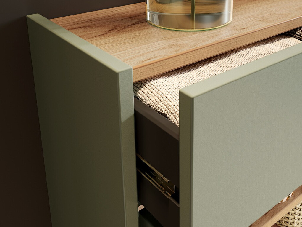 Polica za obuću Cirsale 101 (Prašnjavo zelena + Navarra hrast)