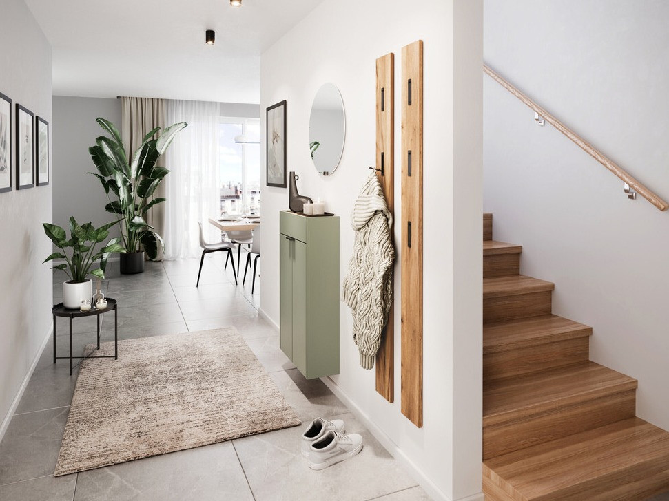 Polica za obuću Cirsale 101 (Prašnjavo zelena + Navarra hrast)