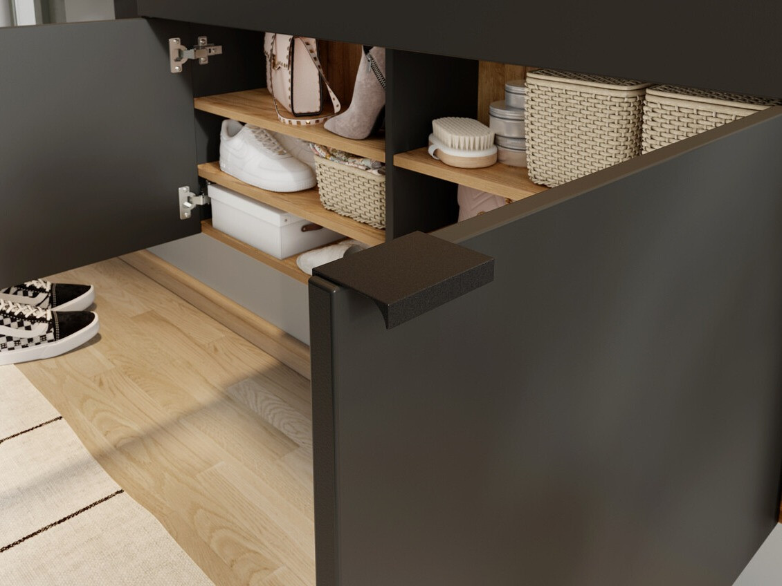 Polica za obuću Cirsale 102 (Graphite + Navarra hrast)